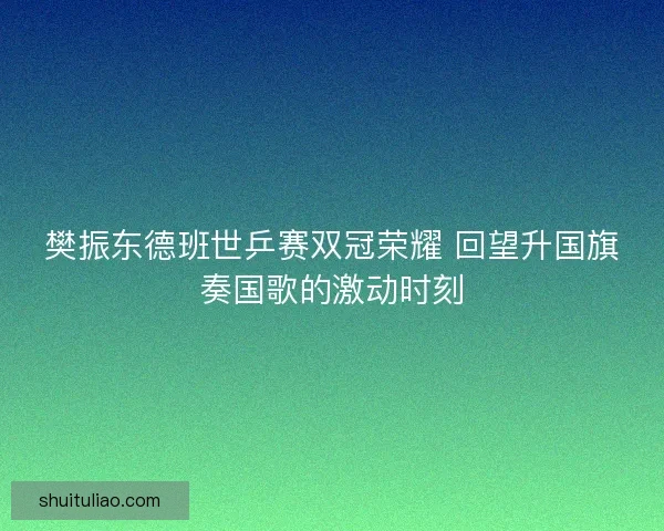 樊振东德班世乒赛双冠荣耀 回望升国旗奏国歌的激动时刻 樊振东德班世乒赛双冠荣耀 回望升国旗奏国歌的激动时刻