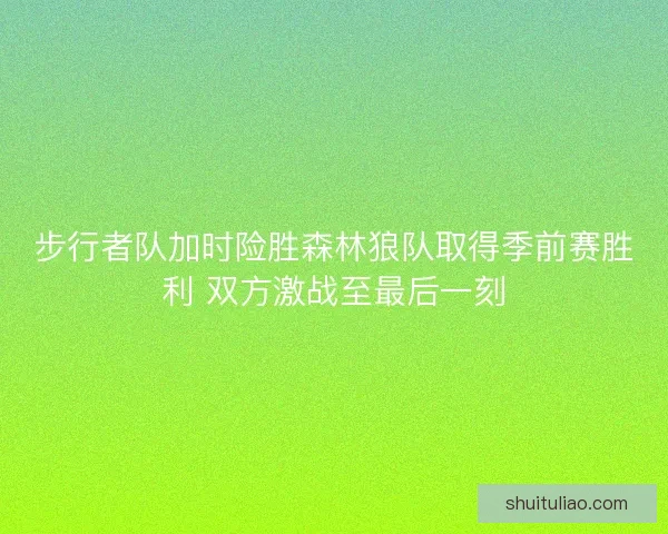 步行者队加时险胜森林狼队取得季前赛胜利 双方激战至最后一刻