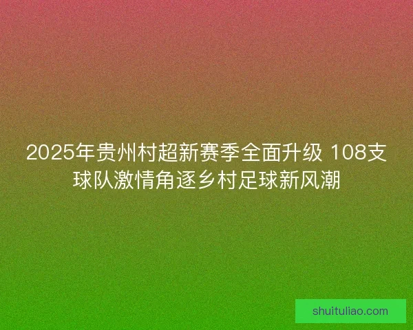 2025年贵州村超新赛季全面升级 108支球队激情角逐乡村足球新风潮 2025年贵州村超新赛季全面升级 108支球队激情角逐乡村足球新风潮